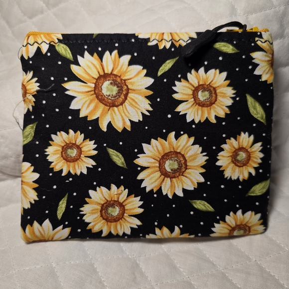 Sunflower Print Black Pouch - Picture 1 of 5